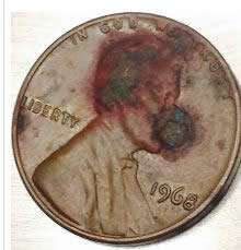 1968-Penny-Off-Center,-Motto-On-Rim,-Lamination-Error