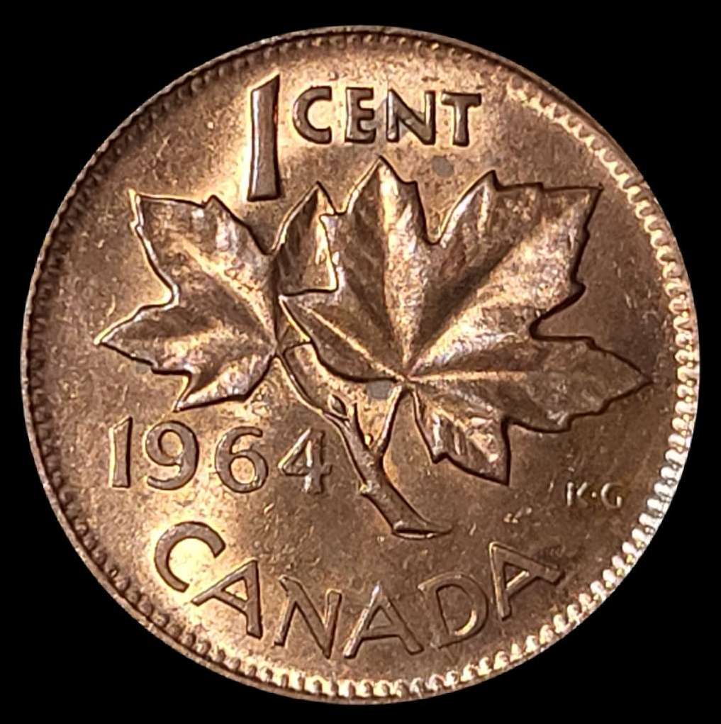 1964-Canadian-Penny.-Dot-Above-9-In-Date