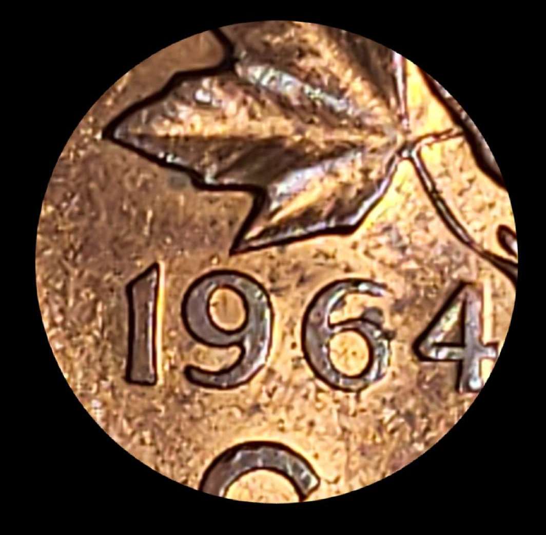 1964-Canadian-Penny.-Dot-Above-9-In-Date