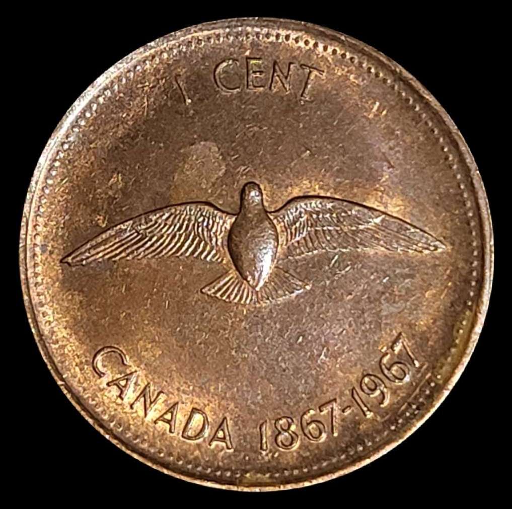 1967-Commemorative-Penny.-Odd-Features-On-Face