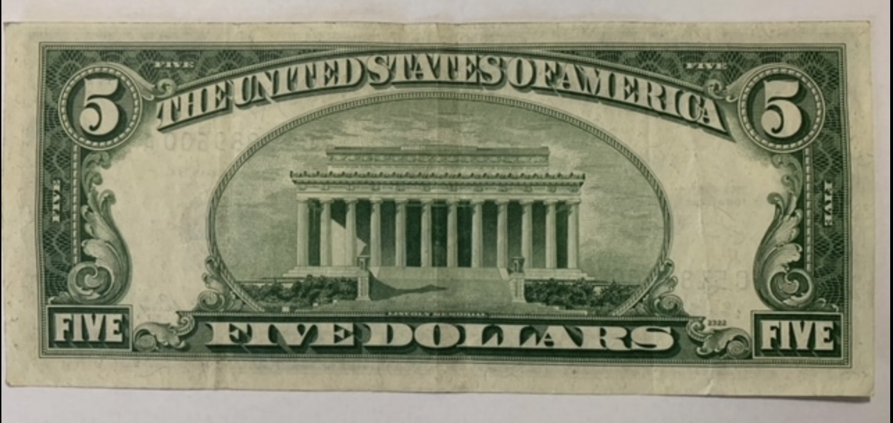 1953-$5-Note.-Looks-Like-Its-Cut-Off-Center-A-Bit