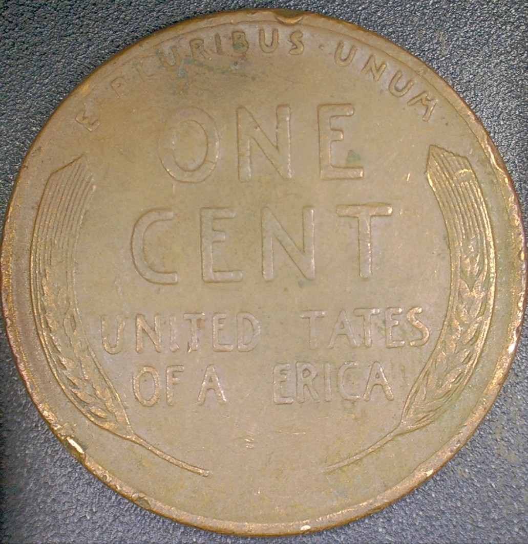 1945-Lincoln-Wheat-Cent-Missing--Letters-On--Reverse