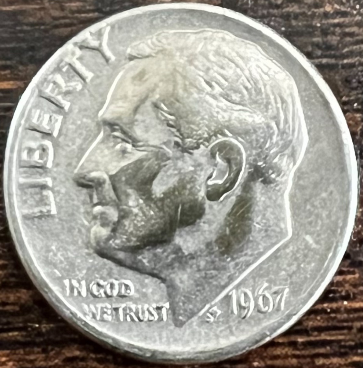 1967-P-Dime-With-Front-And-Reverse-Errors-In-