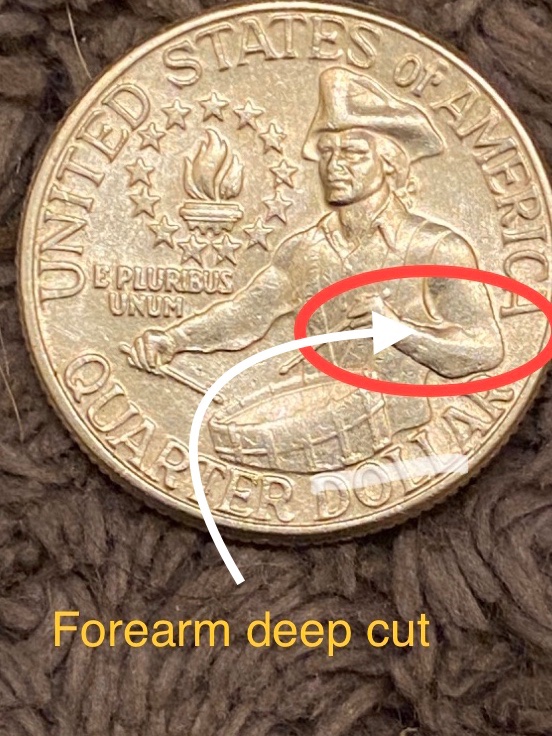 Bicentennial-D-Quarter-Grease-Error-On-Left-Arm?