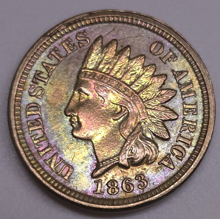 3-Indian-Head-Pennies-1863,-1906,-1907