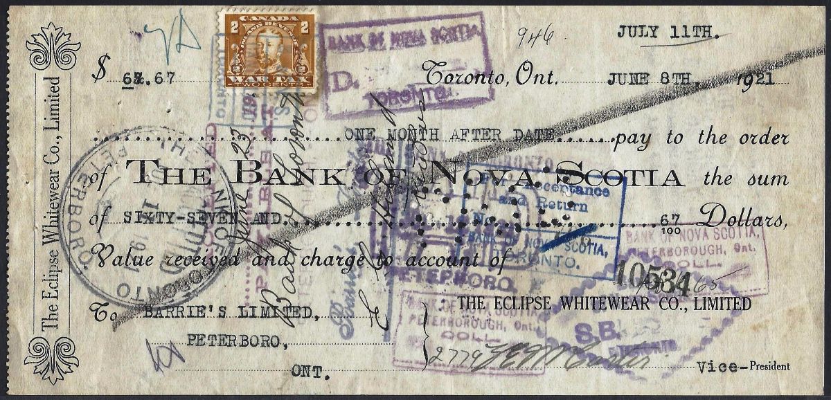 Maritime-Bank-Of-The-Dominion-Of-Canada,-Cheques-Et-Cetra.