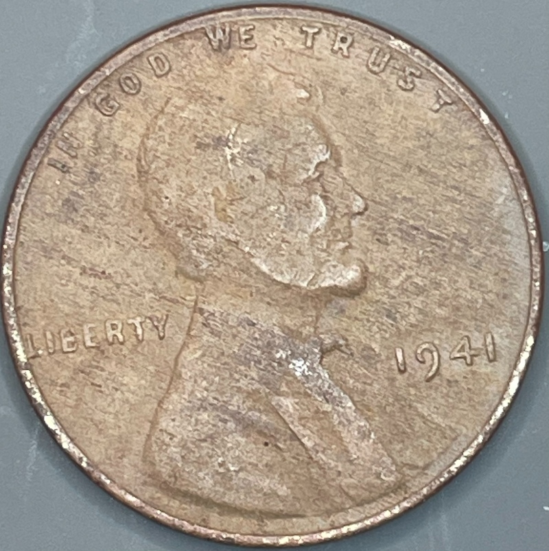 1941-Lincoln-Wheat-Cent-W/Wood-Grain