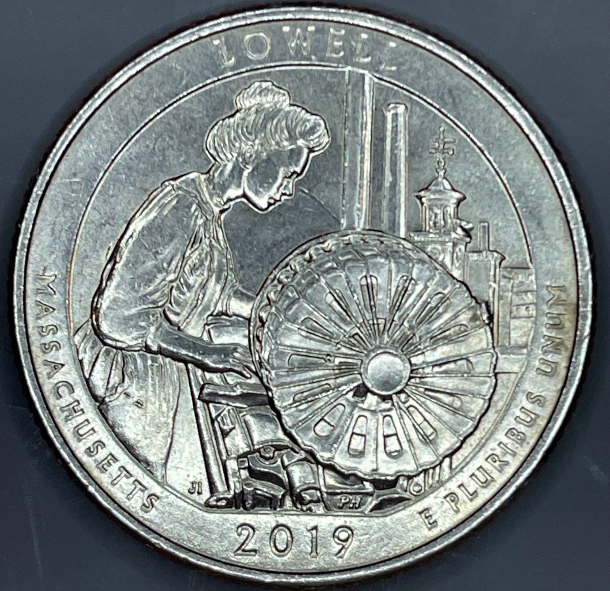 2019-P-Lowell---Ma-Quarter-With-Multiple-Cracks/Chips