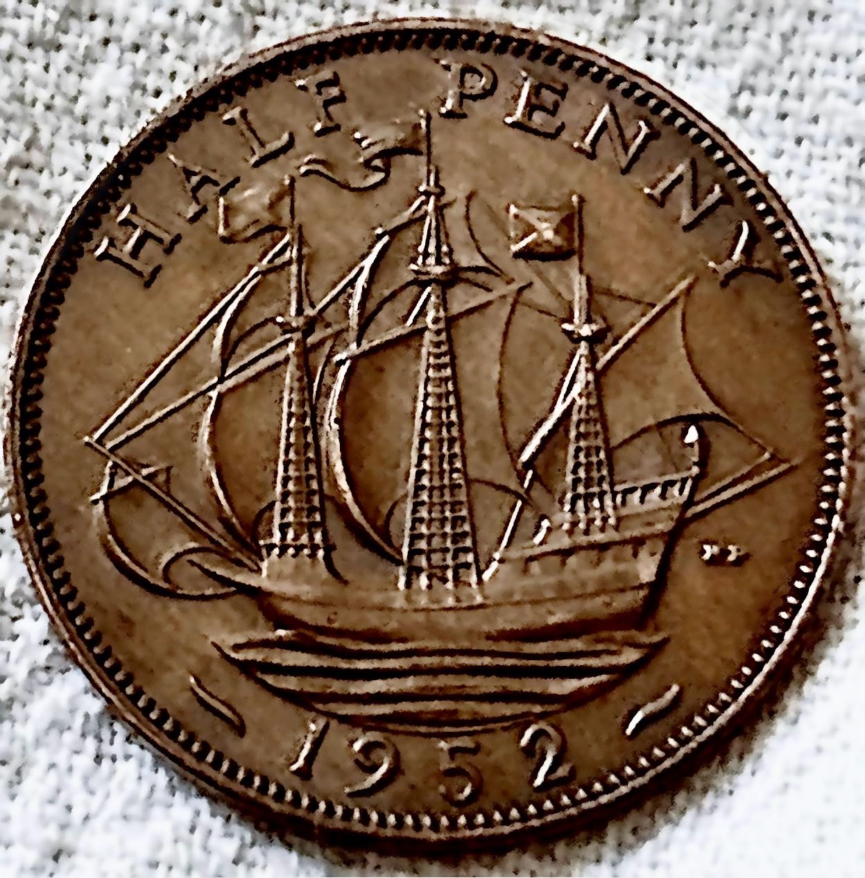 United-Kingdom-1/2-Penny-1952-For-Grading