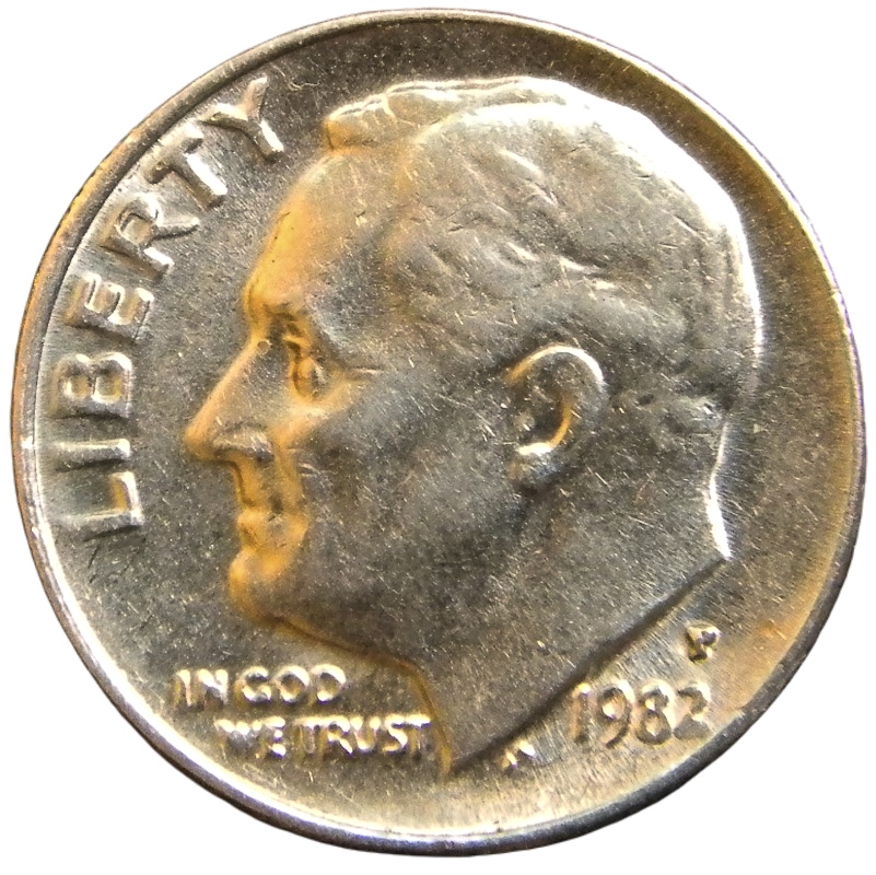1982-P-Roosevelt-Dime-With-Interesting-Die-Problem-On-Reverse.-Thanks-For-Looking!