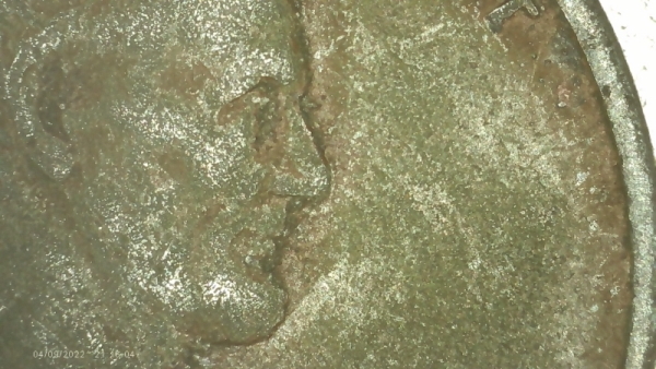 1988-D-Lincoln-Cent-Error,-Missing-Top-Coating-Coin-Is-Silver-Colored