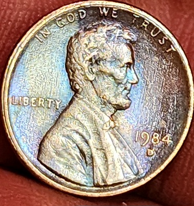 1984-D-Penny-Unique-Color-And-Streaks