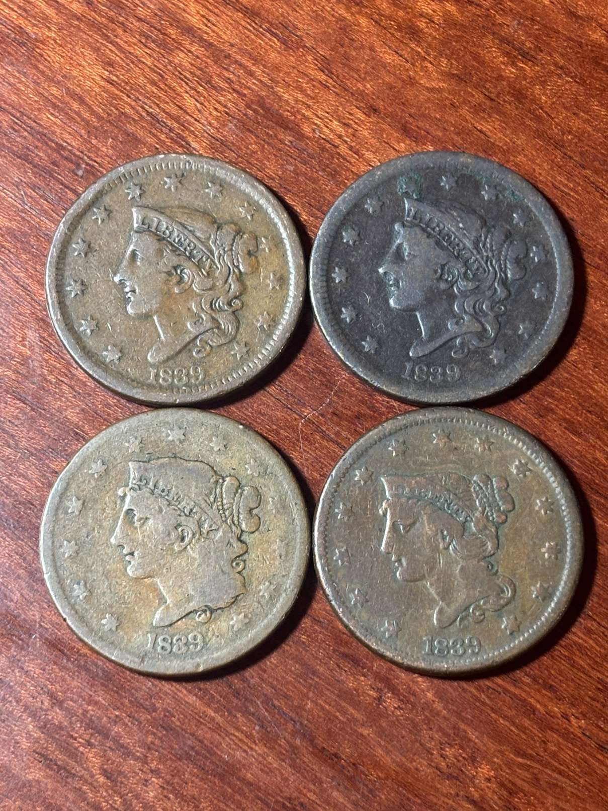 1839-Large-Cents---4-Types!