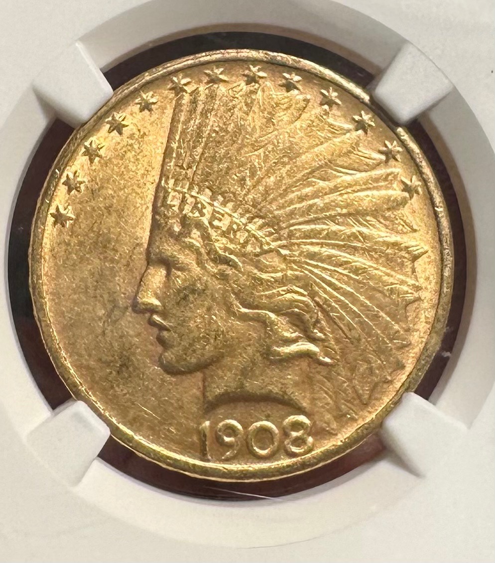 1908-D-No-Motto-Eagle-$10-For-Grading.-You-Vs-NGC