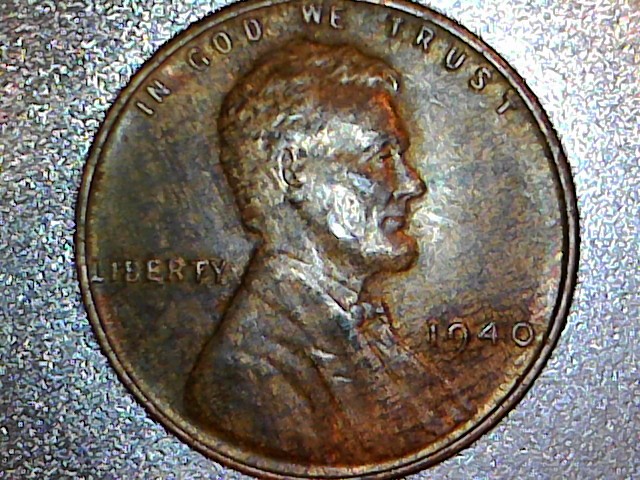 1940-Wheat-Penny-With-Amazing-Color-Pattern.