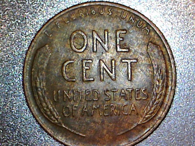 1940-Wheat-Penny-With-Amazing-Color-Pattern.