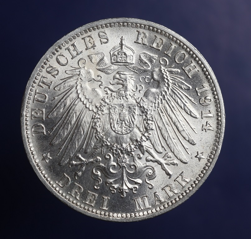 1914-Drei-Mark-Bayern-German-States