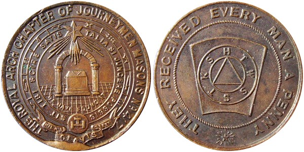 Masonic-Tokens,-Coins-And-Counter-Stamped-Pennies