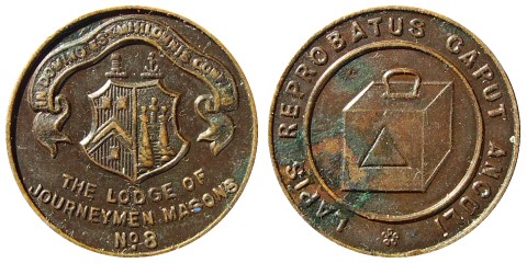 Masonic-Tokens,-Coins-And-Counter-Stamped-Pennies