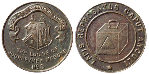 Masonic-Tokens,-Coins-And-Counter-Stamped-Pennies