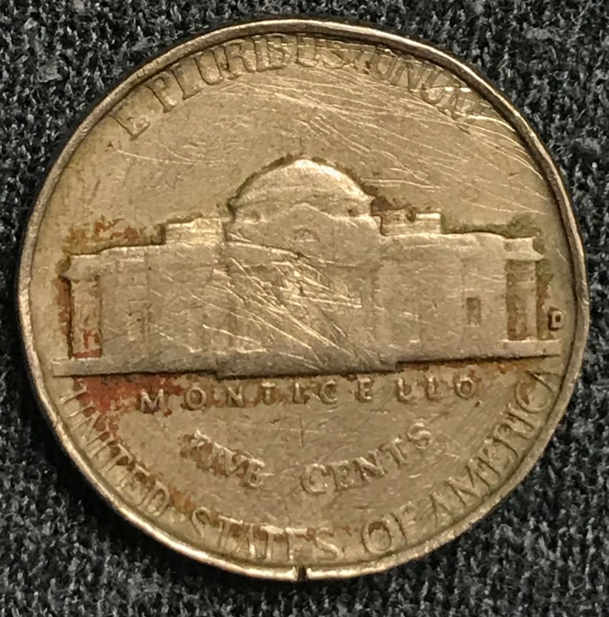 1958-D-Jefferson-Nickel--Recessed-On-Both-Sides,-Thicker---Little-Detail