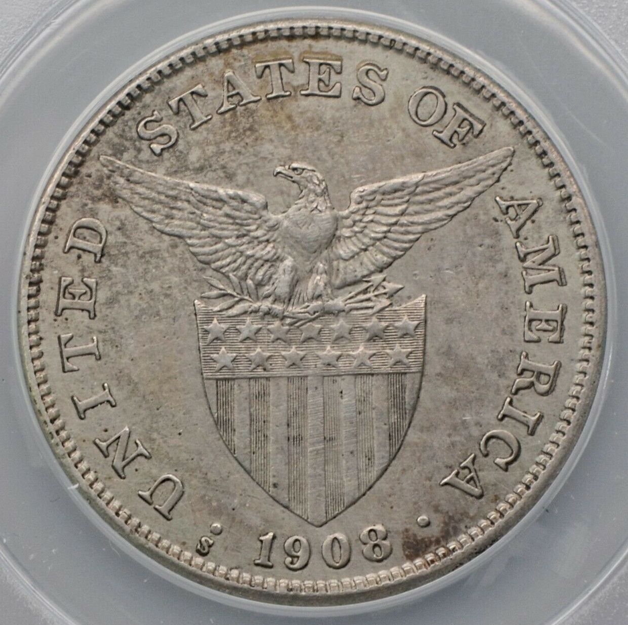 1908-S-US-Philippines-Silver-Peso-Double-Die-?