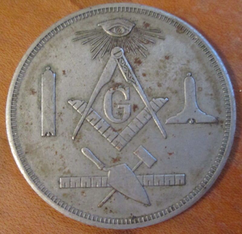 Masonic-Tokens,-Coins-And-Counter-Stamped-Pennies