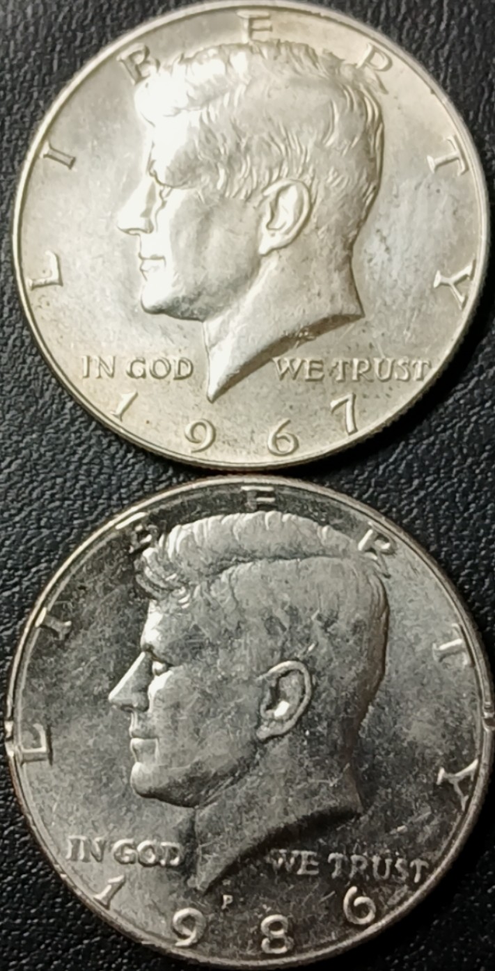 1967-Silver?-Half-Piece-And-1986-P-Half-Piece-Kennedy-Grading