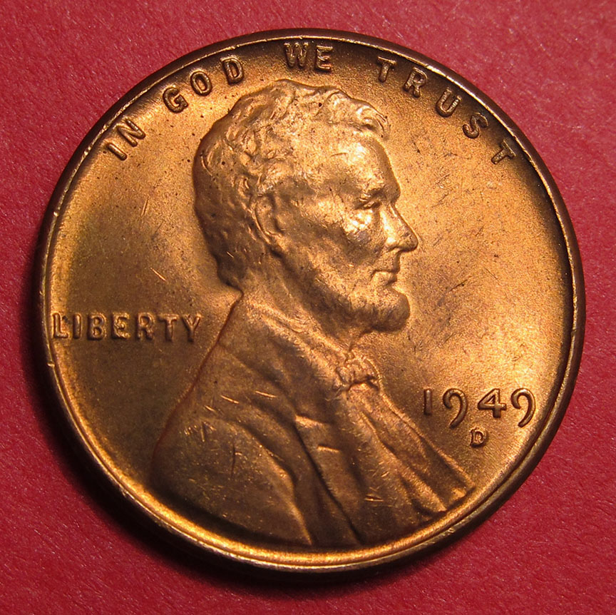 1949-D/D/D-Lincoln-Wheat-Cent-RPM-001,-FS-501-From-B/U-Roll