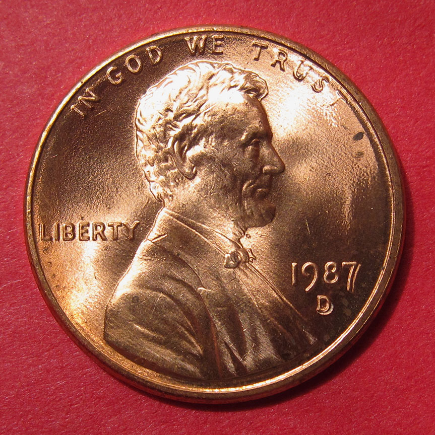 1987-D/D-Lincoln-Memorial-Cent-RPM-003,-FS-501-MS-From-Roll