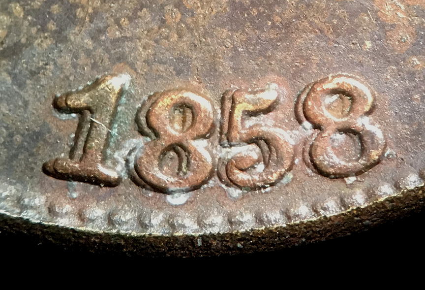 1858-Flying-Eagle-Cent---Counterfeit-With-Major-Doubled-Die