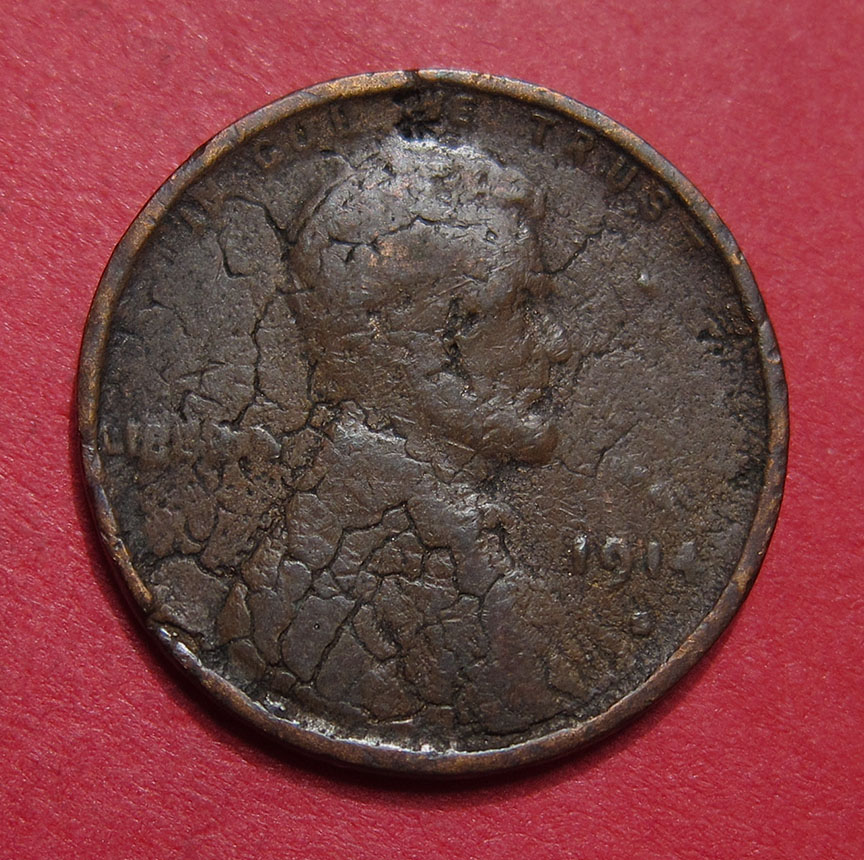 1914-S-Lincoln-Wheat-Cent-Damage---The-Thing