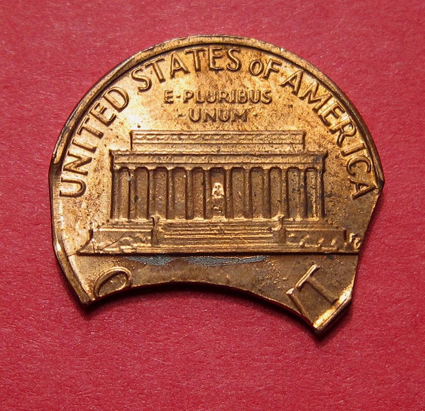 1983-Lincoln-Memorial-Cent-Mint-Error---Triple-Clipped-Planchet