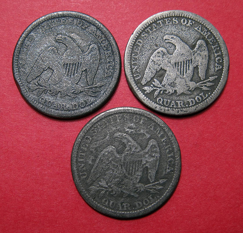 1857-1859-And-1875-Seated-Liberty-Quarters---Cast-Fakes