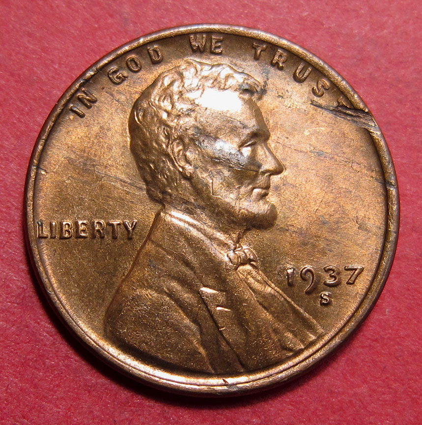 1937-S-Lincoln-Wheat-Cent-Doubled-Die---DDO-001-W/-Lamination