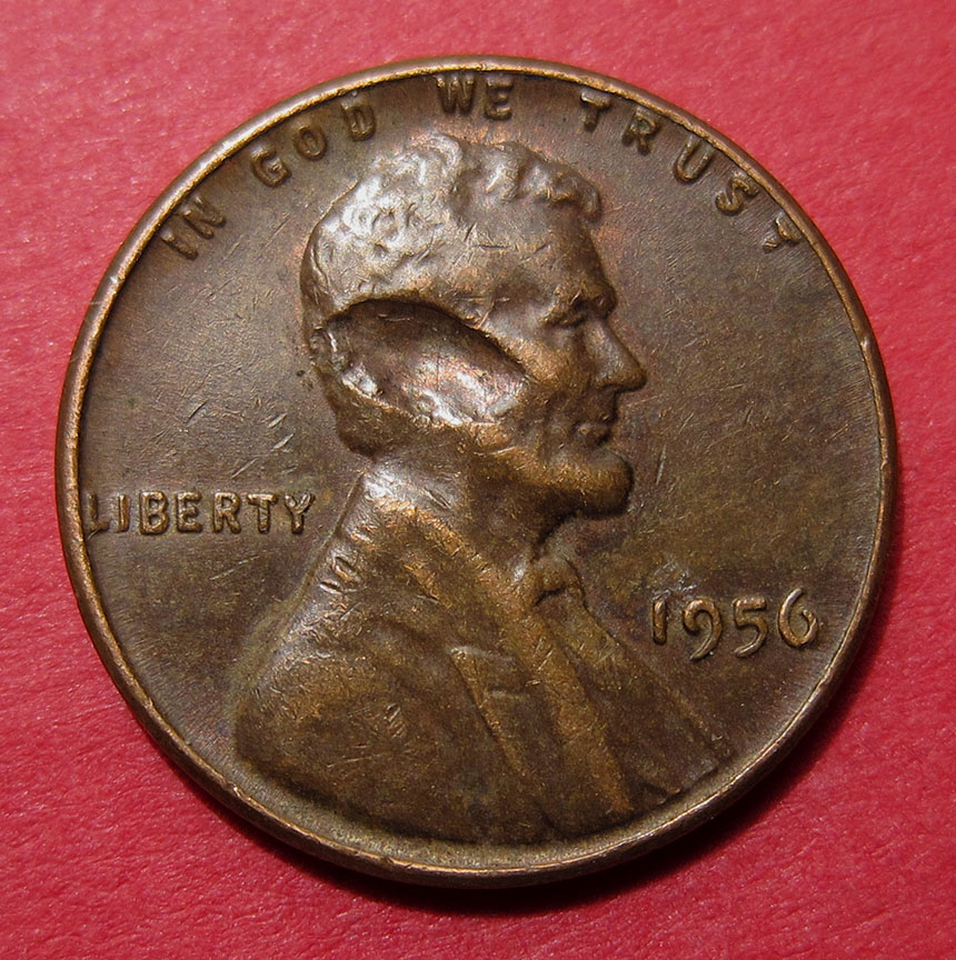 1956-Lincoln-Wheat-Cent-Mint-Error---Struck-Through