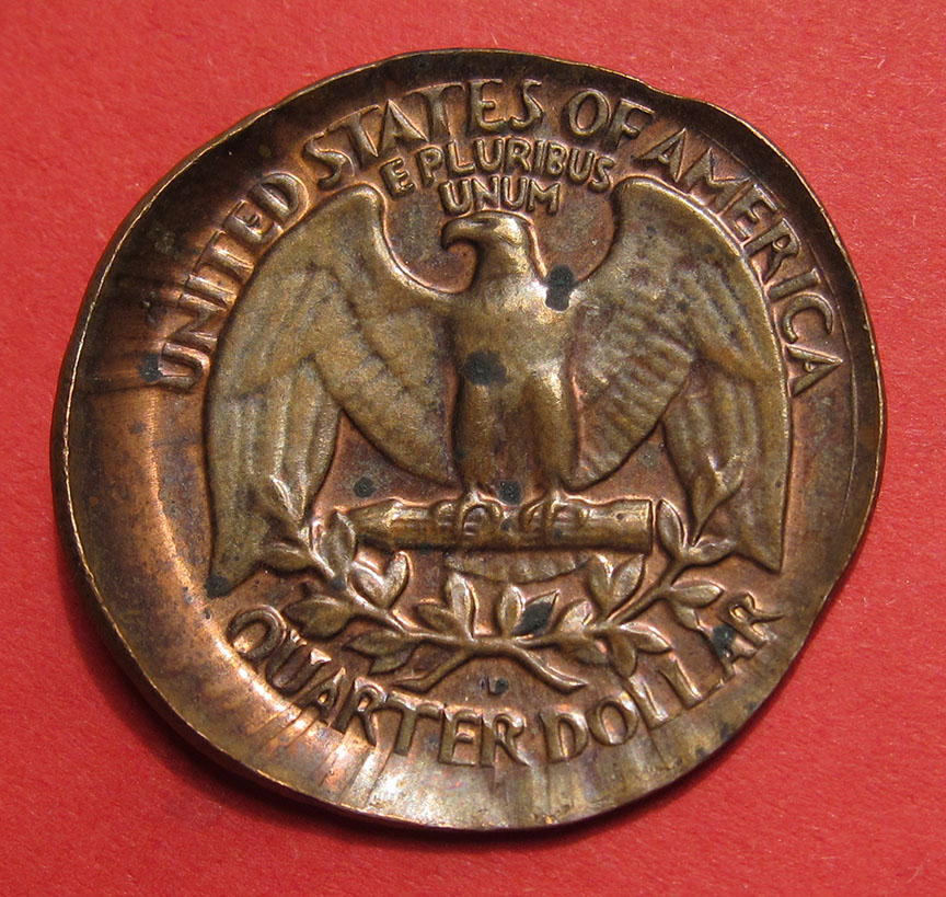 No-Date-Denver-Washington-Quarter-Mint-Error---Capped-Die-Struck-On-Cent-Planchet---Help!