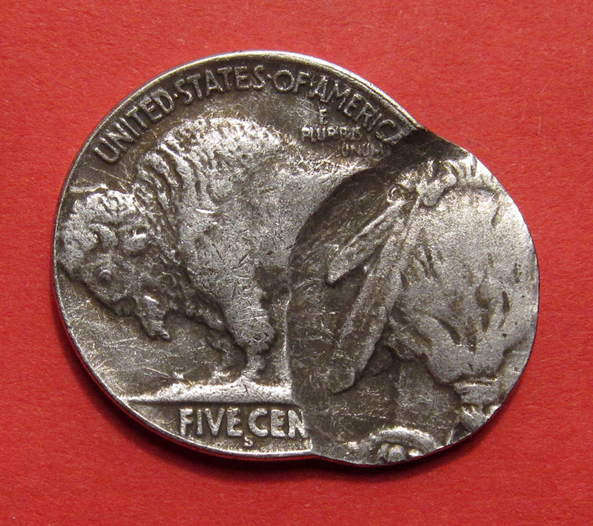 1921-S-Buffalo-Nickel-Flip-Over-Double-Strike---Counterfeit