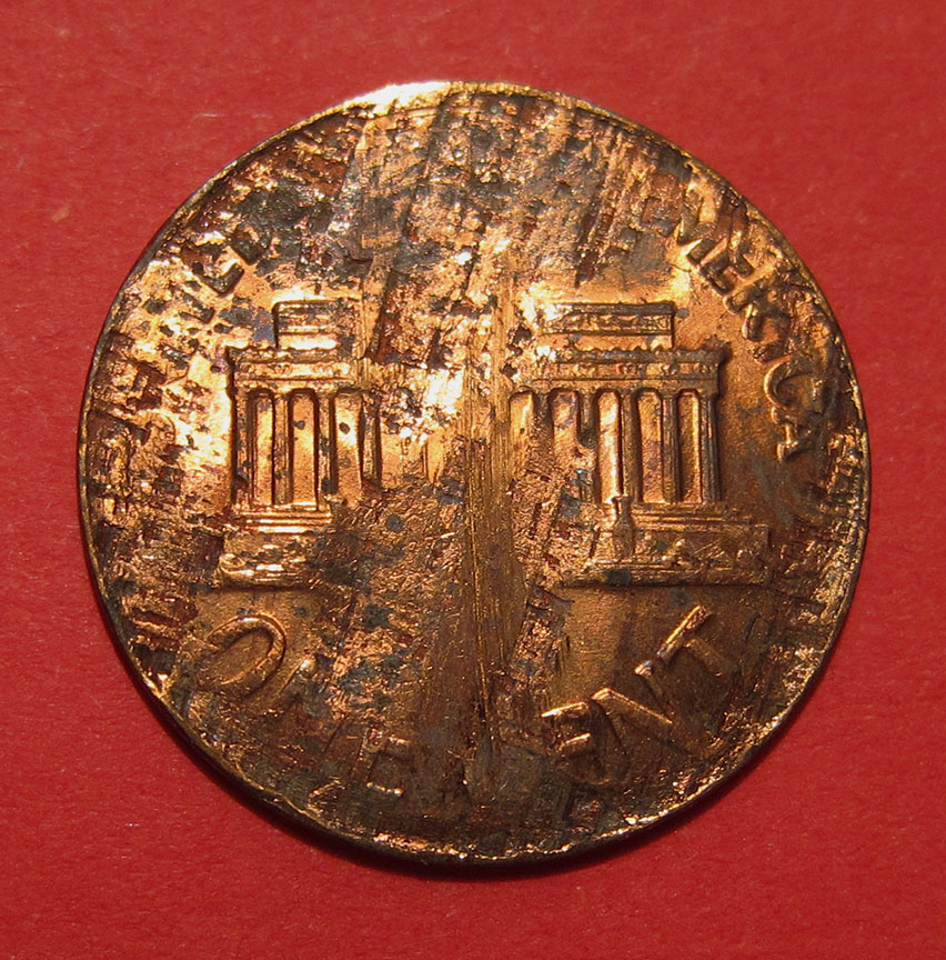 1959-Lincoln-Memorial-Cent-Mint-Error---Struck-On-Split-Planchet-1.5g