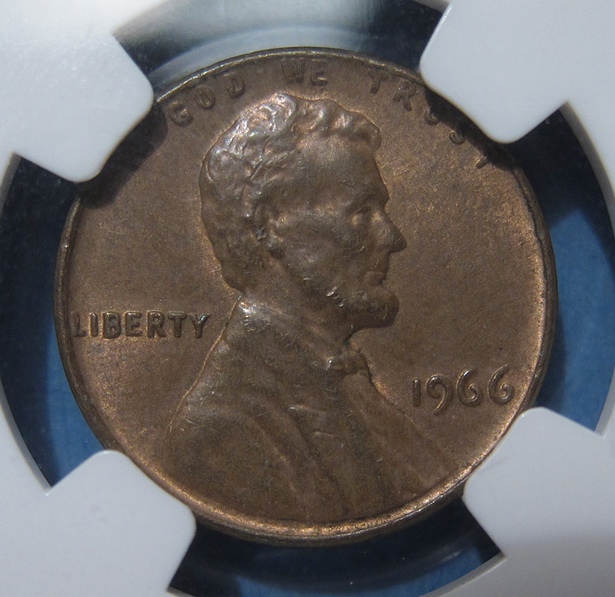 1966-Lincoln-Memorial-Cent-Mint-Error---Split-After-Strike---Mated-Pair