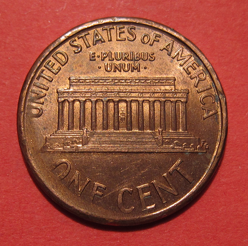 1989-Lincoln-Memorial-Cent-Mint-Error---Mis-Aligned-Dies