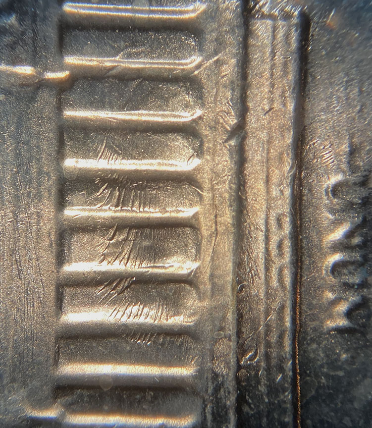 1983-Lincoln-Memorial-Cent-Mint-Error---Marjor-Uniface-Die-Dents