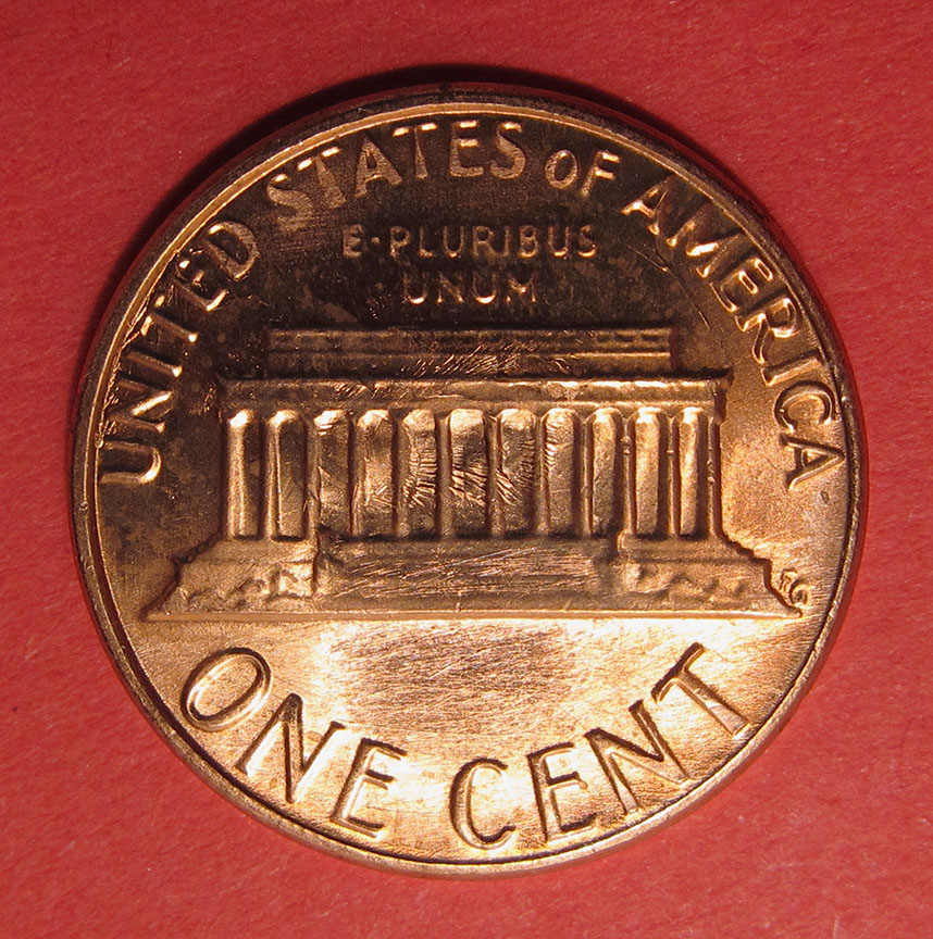 1983-Lincoln-Memorial-Cent-Mint-Error---Marjor-Uniface-Die-Dents