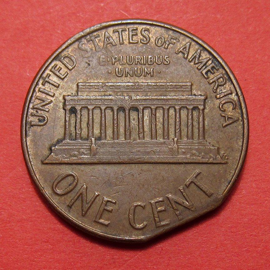 1964-Lincoln-Memorial-Cent-Mint-Error---Straight-Clip