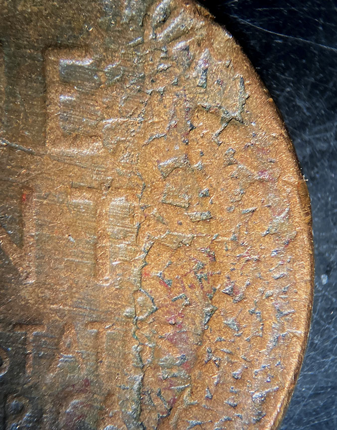 1955-Lincoln-Wheat-Cent-Damage---Funky-Looking
