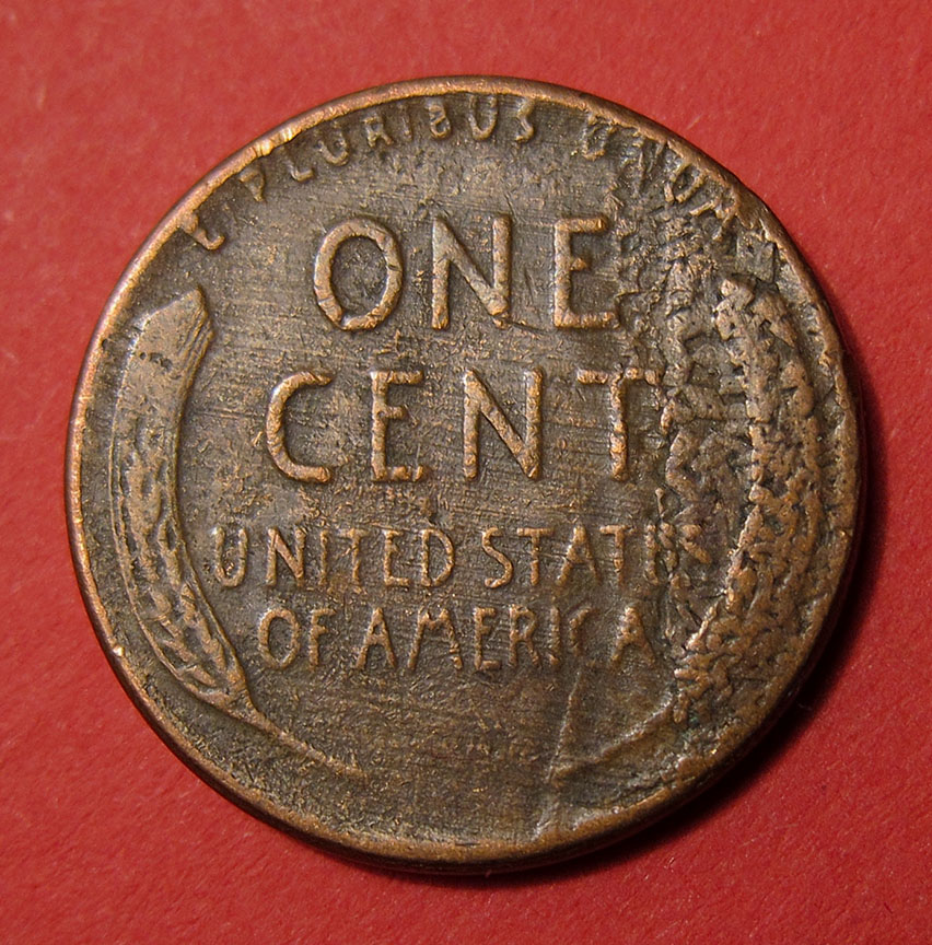 1955-Lincoln-Wheat-Cent-Damage---Funky-Looking