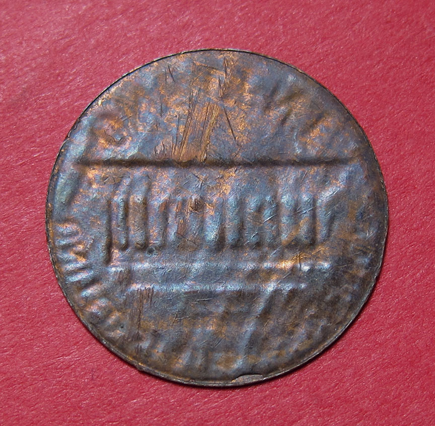 No-Date-Lincoln-Memorial-Cent-Mint-Error---Split-Planchet-Struck-Through-Unstruck-Planchet---0.68g