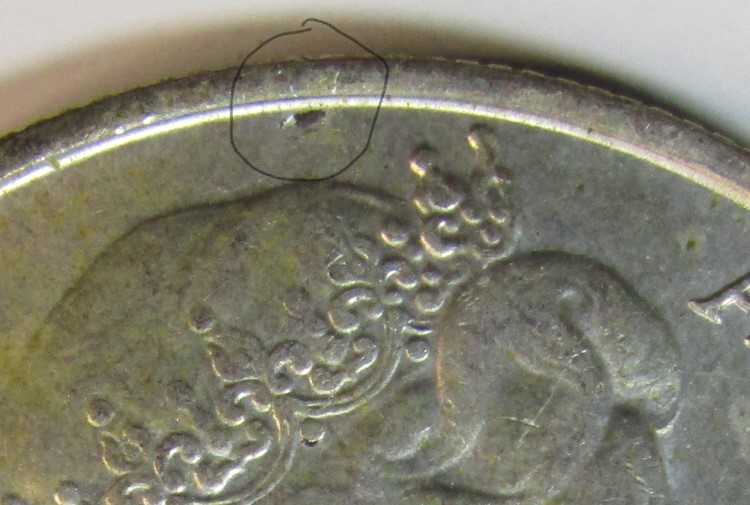 1966-Round-50-Cent-Lamination/Planchet-Flaw/Crack