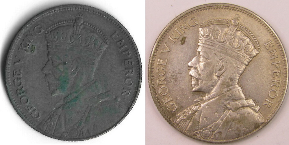 Ultrasonic-Sacrilege---1933-NZ-Silver-Half-Crown-With-Tarnish,-PVCitis-And-Verdigris
