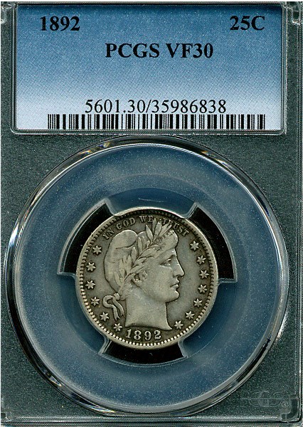 1892-Barber-Quarter-In-PCGS---GTG